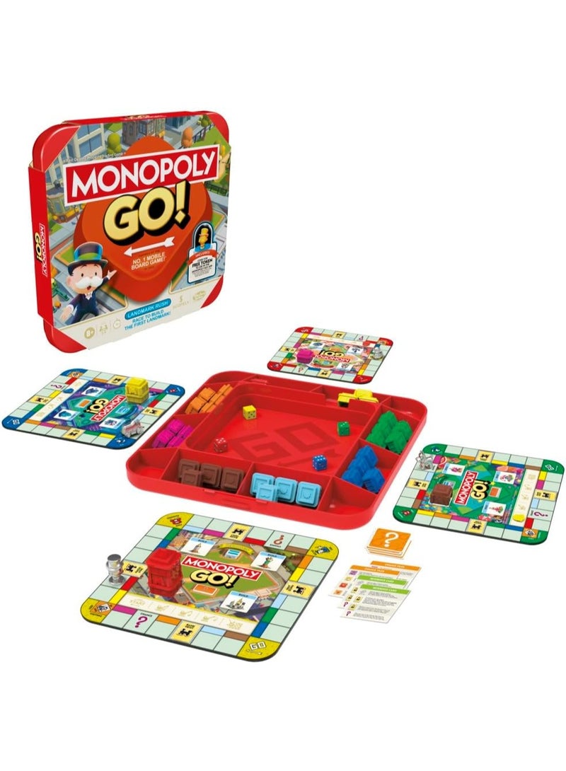 Monopoly GO! Board Game | Inspired by the Popular Mobile Board Game | Ages 8+ | 2-4 Players | 15 Mins. | Family Games | Travel Games for Kids and Adults - Image 1